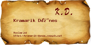 Kramarik Dénes névjegykártya